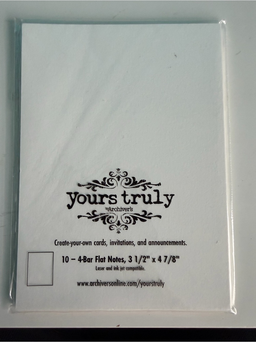 Archiver's Yours Truly Blank Flat Note Cards 10-Pack 3 1/2" x 4 7/8"
